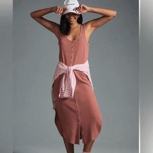 Anthropologie Daily Practice The Sundarban Waffle Knit Midi Dress Women's Small